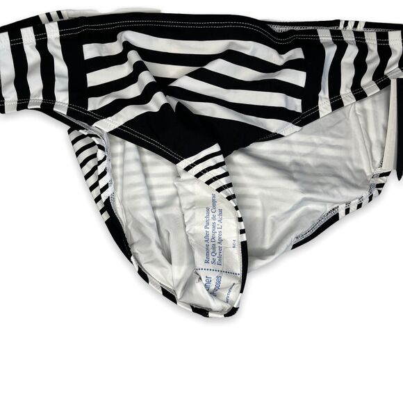 La Blanca NWT Black & White Fine Line Side Shirred Hipster Bikini Bottom US 14 - Picture 7 of 8